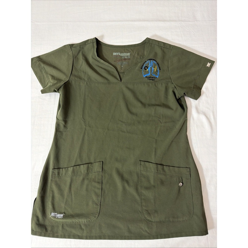Scrubstar Ultimate Scrub Mock Wrap Top Olive Green Medium Stretch nurse school